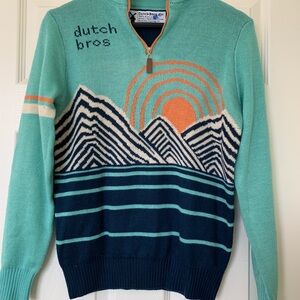 Dutch Bros Teal and Navy Sweater